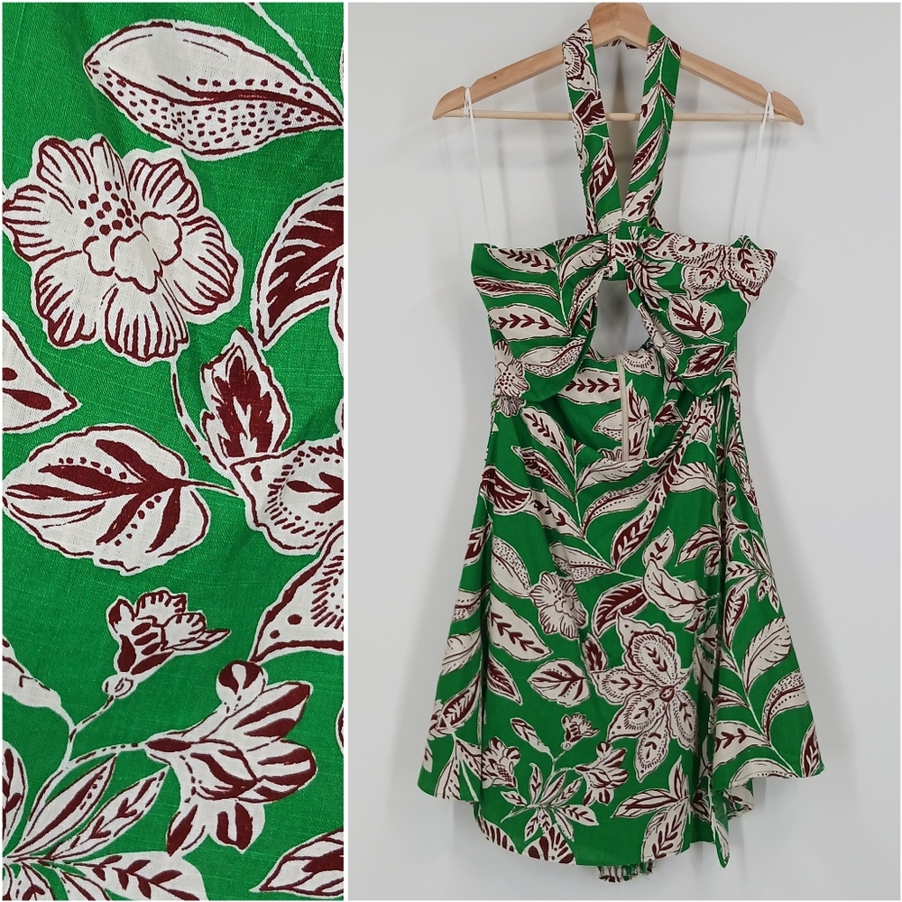 Zara Tropical Linen Blend Cutout Romper
